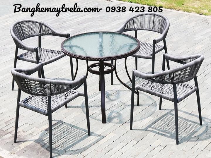 Ghế cafe dây dù khung sắt